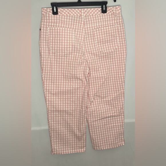 Bill blass jeans pink and white gingham cropped pants - Picture 2 of 6